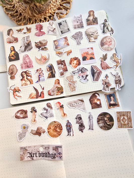 FGHSJ602 - sticker bag retro recycling set series hand account material mobile phone box creative stickers