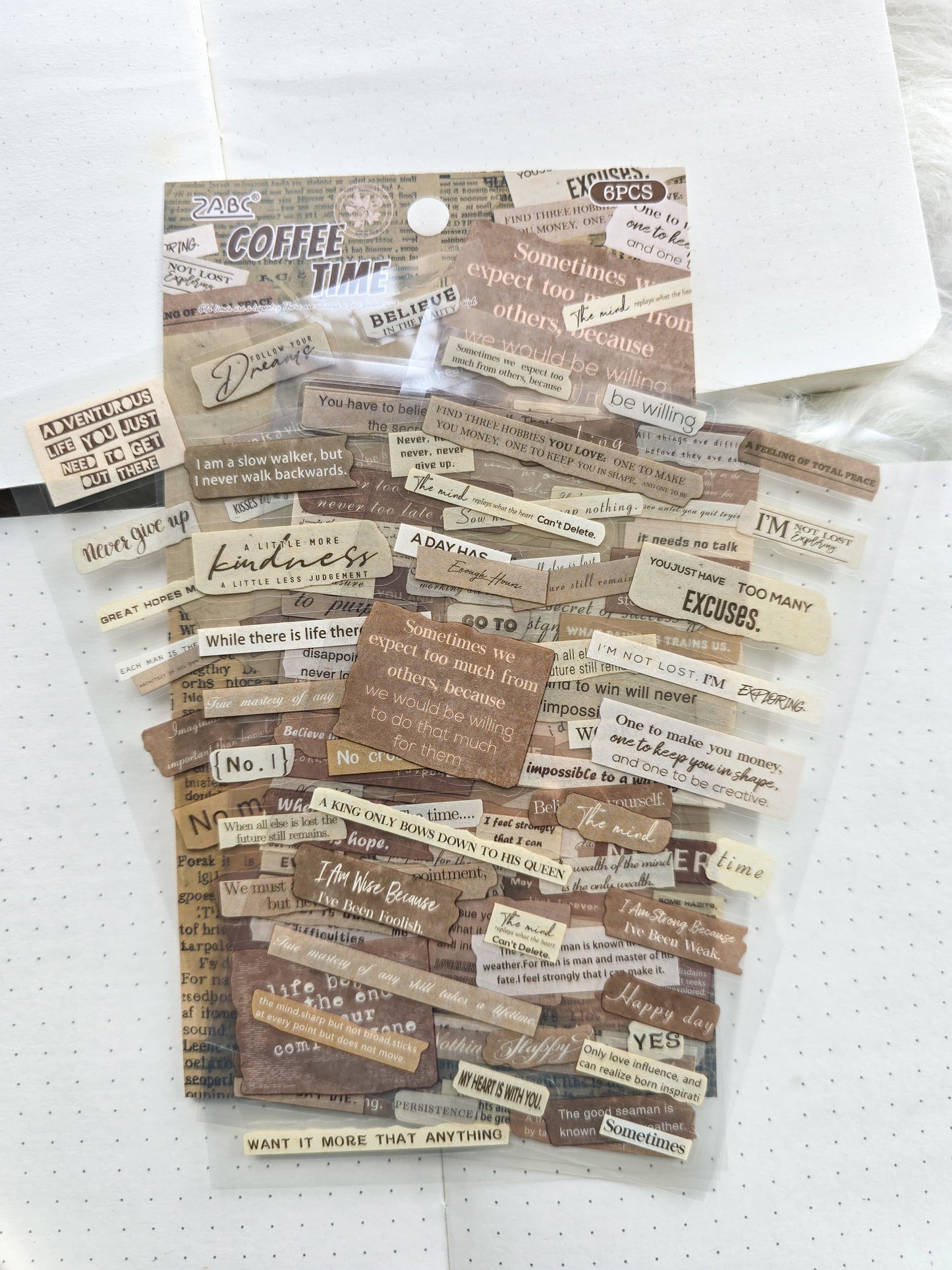 Fgjsg403|G10| Coffee Time Sentence Letters Quotes | 6 Sheets 150*100mm