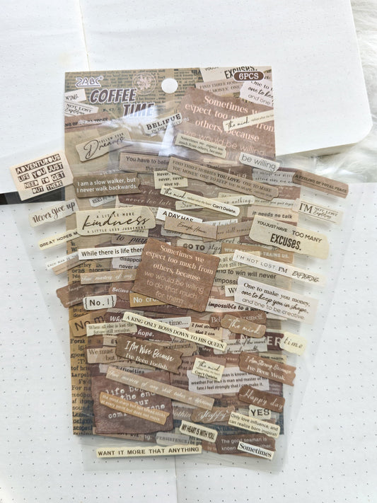 Fgjsg403|G10| Coffee Time Sentence Letters Quotes | 6 Sheets 150*100mm