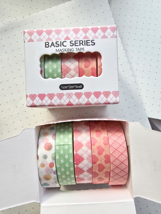 xmjd3089c-3 Basic Series Washi Tape Set | 1cm* 2m  set of 5