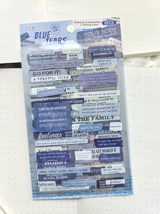 Fgjsg404 Blue Tears Sentence Letters Quotes | 6 Sheets 150*100mm