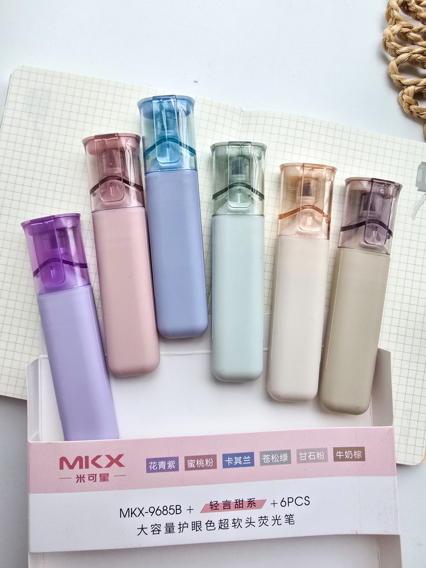 MKX-9685B Pastel Highlighter Set 6 Pcs |Aesthetic Cute Highlighter Pink