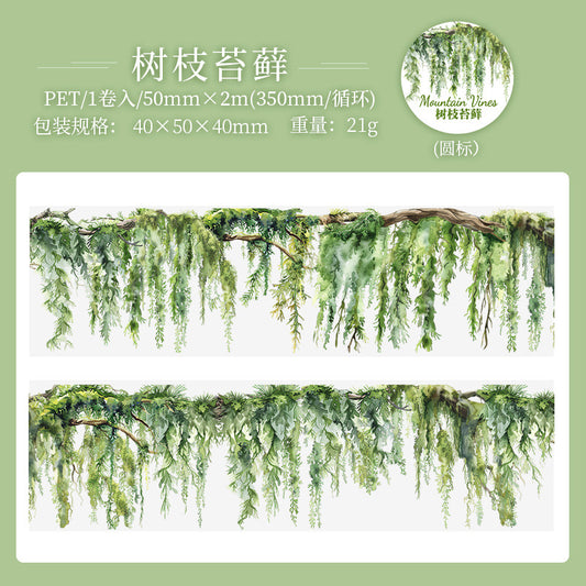 Syzt005 | Floral Transparent Sticker Roll | Mountain Vines | 50mm*2 m