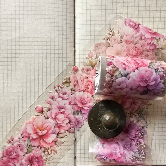 HHLN101 -D Flower Pet sticker Roll Pink| Floral Journal Sticker Retro Pet sticker