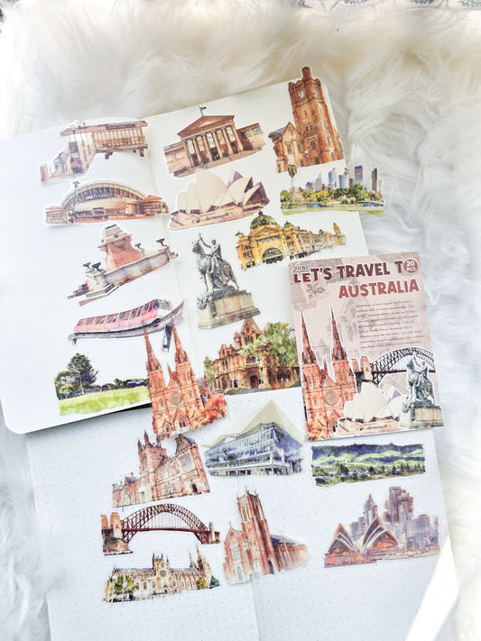 Ltmj801|G2| Lets Travel To Australia Pet Transparent Sticker | 20 Unique Pcs