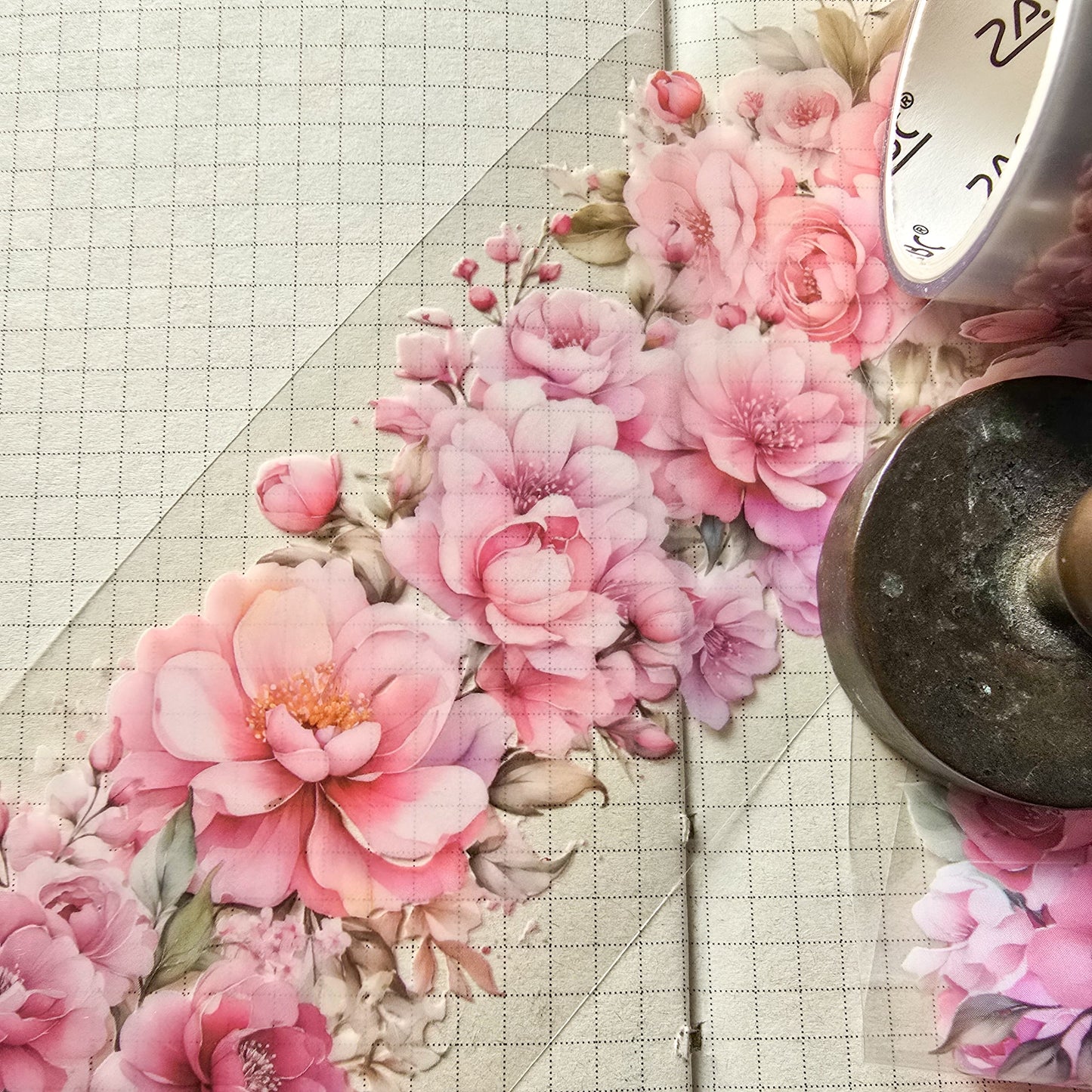 HHLN101 -D Flower Pet sticker Roll Pink| Floral Journal Sticker Retro Pet sticker