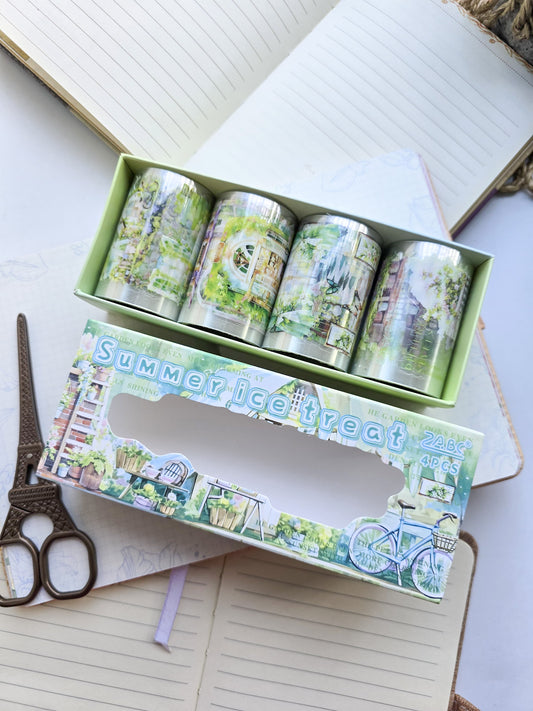 Llyw201  Summer Ice Treat Sticker PET Sticker Roll  | 4 Sticker Rolls 60mm*2m