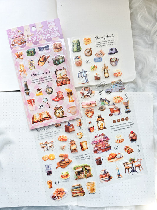 Ymcx402 Autumn Full House Pet Sticker Coffee | 4 Sheet 100*150 mm