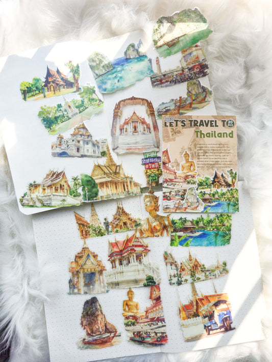 Ltmj807|G-2| Lets Travel To Thailand  Pet Transparent Sticker | 20 Unique Pcs