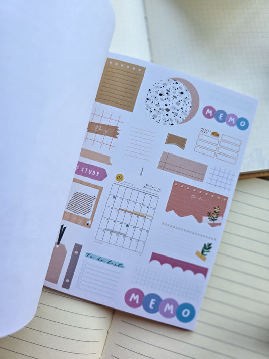 BTRJ-404 Kawaii Paper Sticker book Orange | Warm Orange Astral | 20 Pages