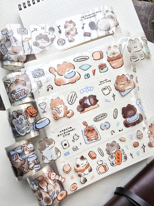 Gmrz202  Random Any One Cat Fun Kawaii Precut Sticker Roll | 1pcs