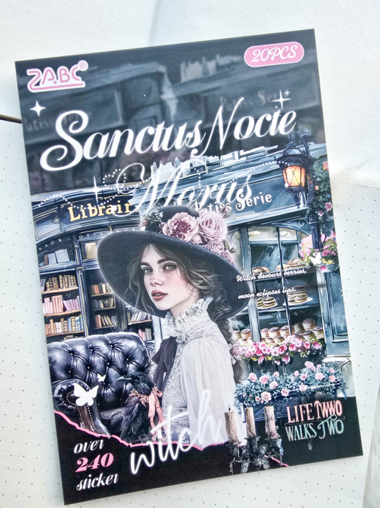 Myxf808|G-7| Sanctus Nocte Morus Vintage Transparent Sticker Book | 20 sheets 145*210 mm