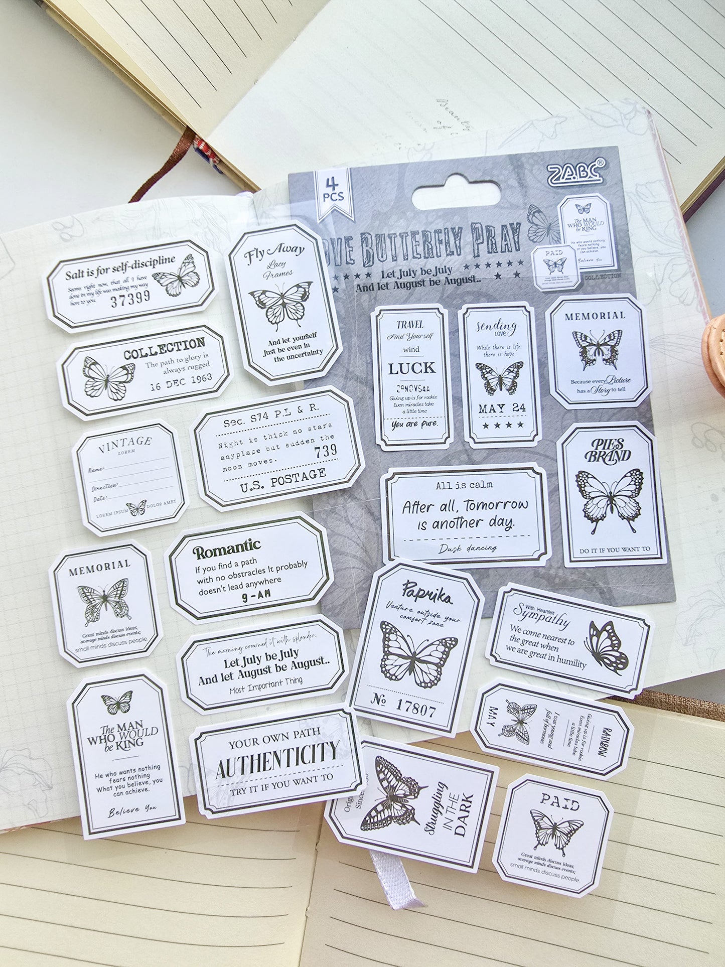 Cxyd603 Paper Sticker Sheets | Love Butterfly Pray | 4 Sheets