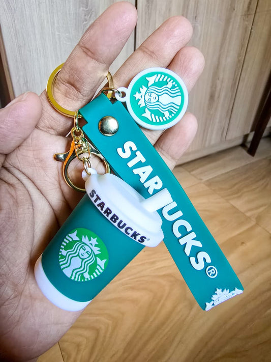 Sturbucks Coffe Cup Key Chain| Cup Keyring With Strap & Charm|Green