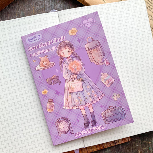 KQ1673 - Girl Deco Sticker Book | Sticker Book Kawaii Purple Taro Girls Multi-colour 20 Sheets  | 105x148 mm