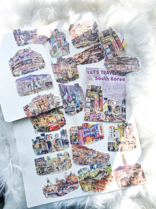 Ltmj806  |g2| Lets Travel To South Korea Pet Transparent Sticker | 20 Unique Pcs