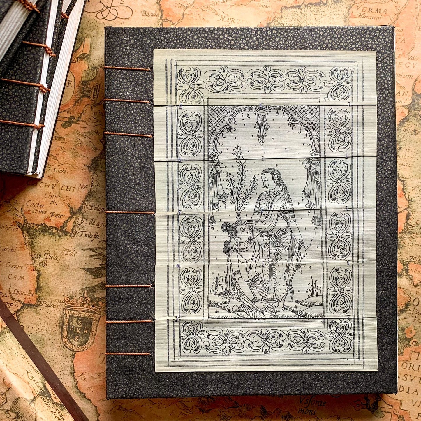 Premium Art Book | Coptic Binding | 300 GSM Premium Quality Fabriano Paper | 40 Sheets 80 Pages | With Traditional Odisha Art in Cover