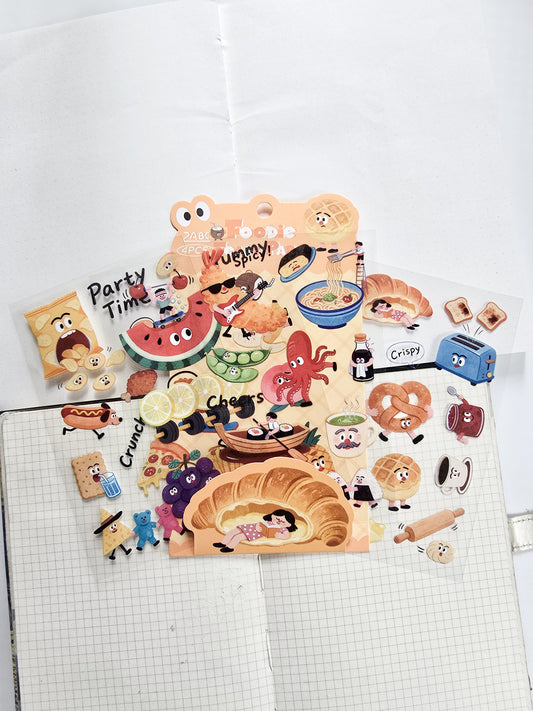 RCGQT-601 | Cartoon Pattern PET Sticker Foodie Feast Party | 100*150mm
