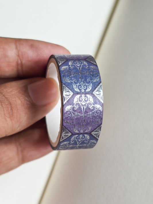 Blue Washi Tape 60mm | 1 Pc | Silver Foiled