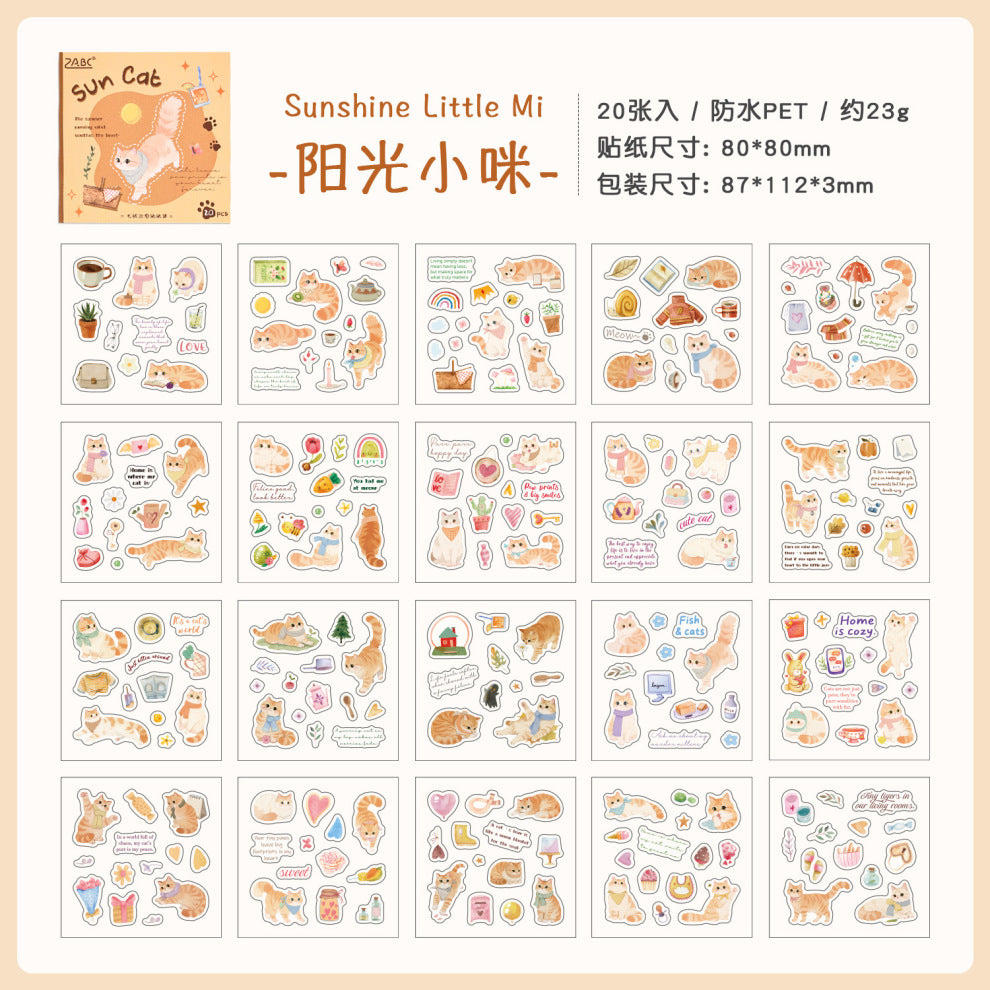 MRZYT-402| 20-Sheet PET Pet Theme Sticker Books Featuring Die-Cut Sun  Cat Designs | 80*80mm .