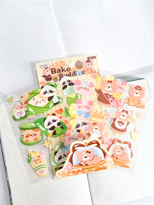 TMTY-602 | PET | Cute Sticker|Kawaii |Bake Buddies| 4 Pcs Sticker | 150*100mm