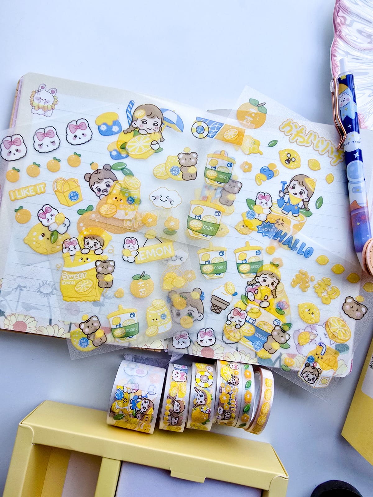 KQ-22401 | Kawaii Washi Tape & Kawaii Sticker Box Set | Waterproof Transparent PET Washi & Sticker |