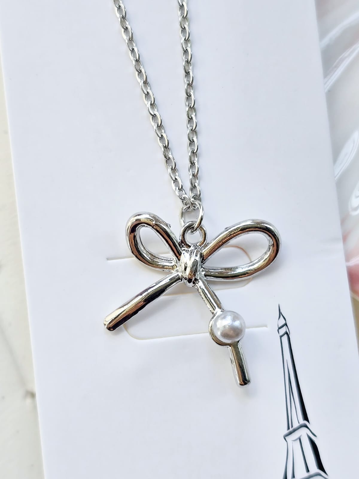 YJ-P4154 | Bow Pretty Silver Necklace |