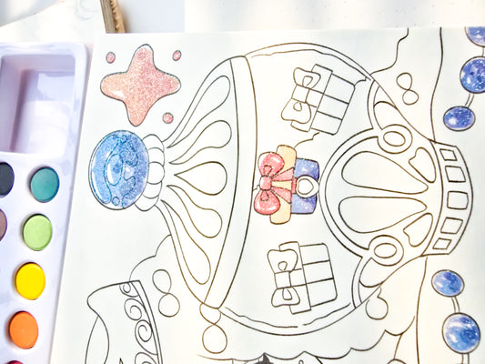 CB-0218(KQ)-3-CA | Rabbit's Adventure | Watercolour Colouring Book | 33.2*18.5*1.9 cm |