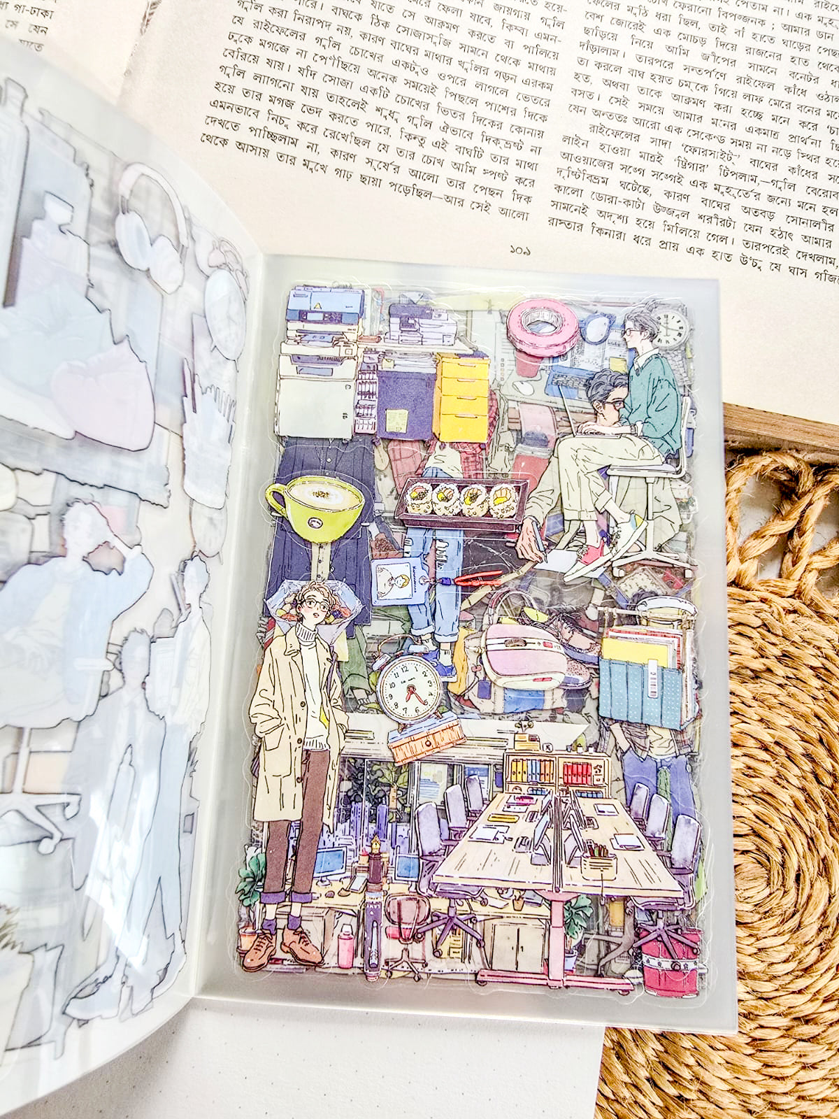 SHBJL-402 | Routine Workoay  Character Sticker Book Over 400 Aesthetic PET Sticker daily-life themed | 100* 150mm 20Pcs