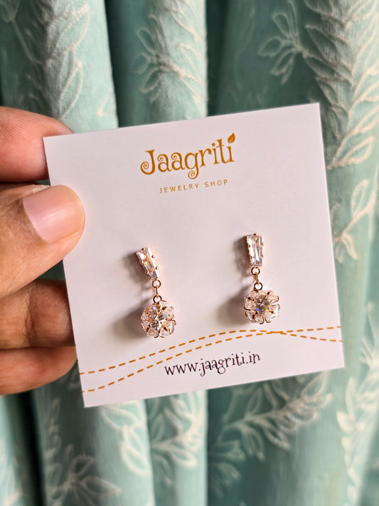 Stone Dropped Earing ( Rose Gold)