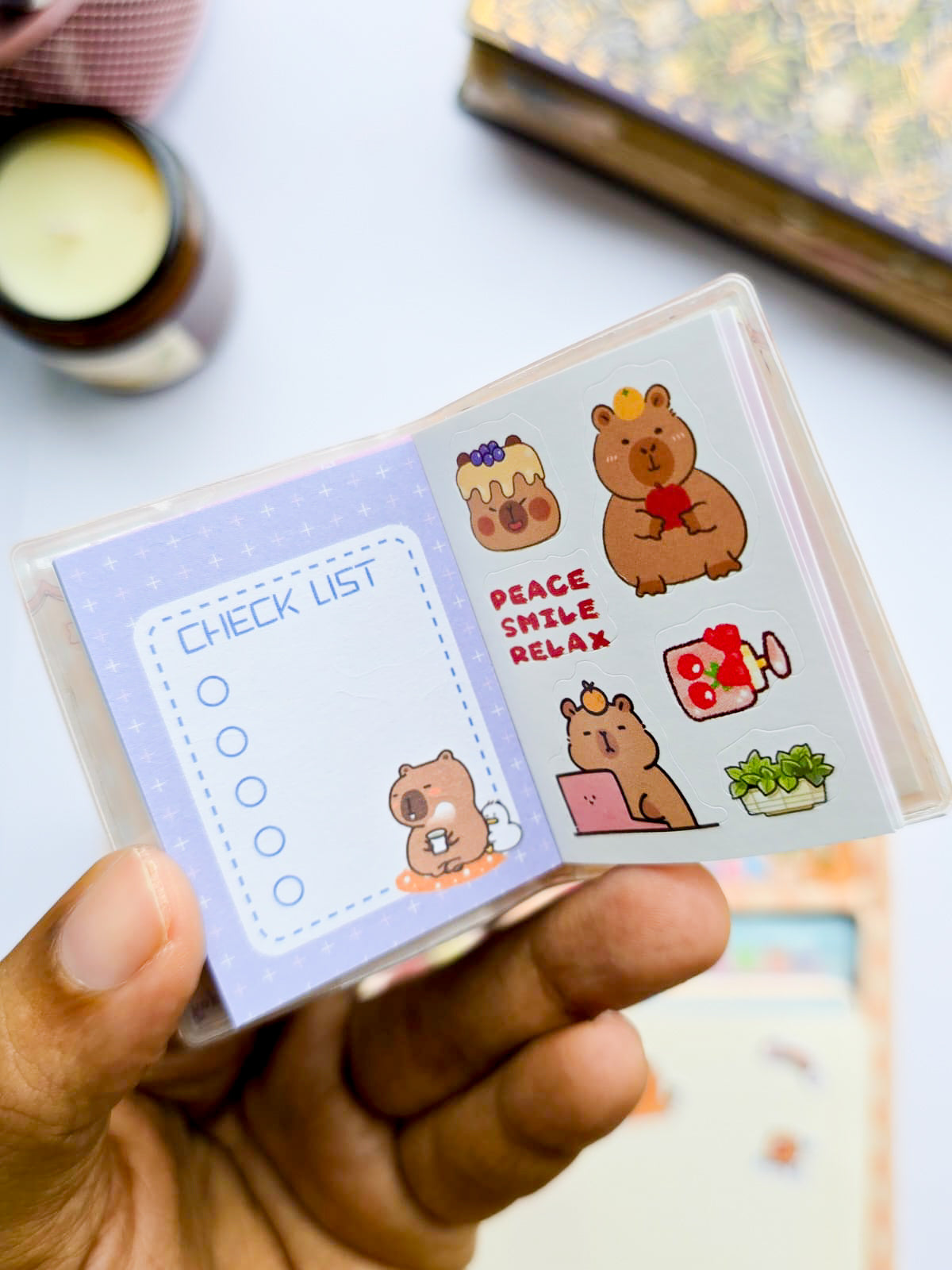XM-B2 | Mini Sharing Book | Capybara-Themed Pocket Mini Note Book | Random 1pcs |6×4.5mm