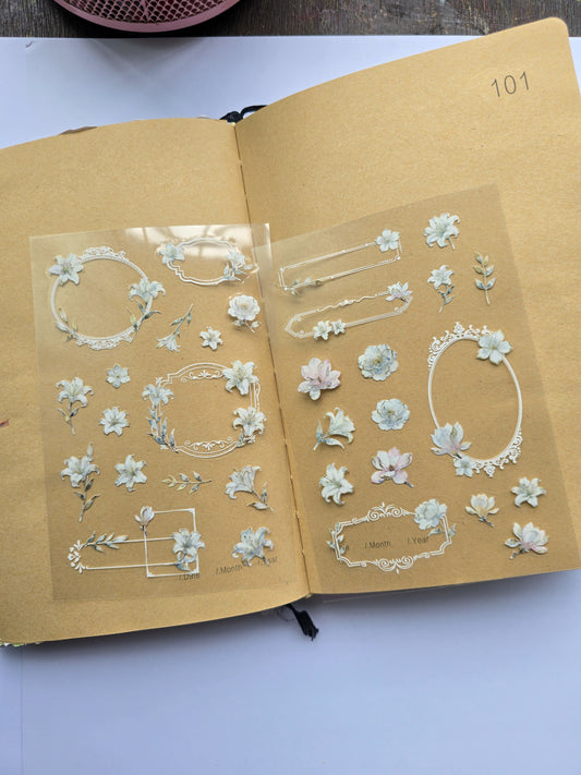 KJHY-603 | Whitet Antasy | PET |  Watercolour Flower Asthetic sticker | 100* 150mm