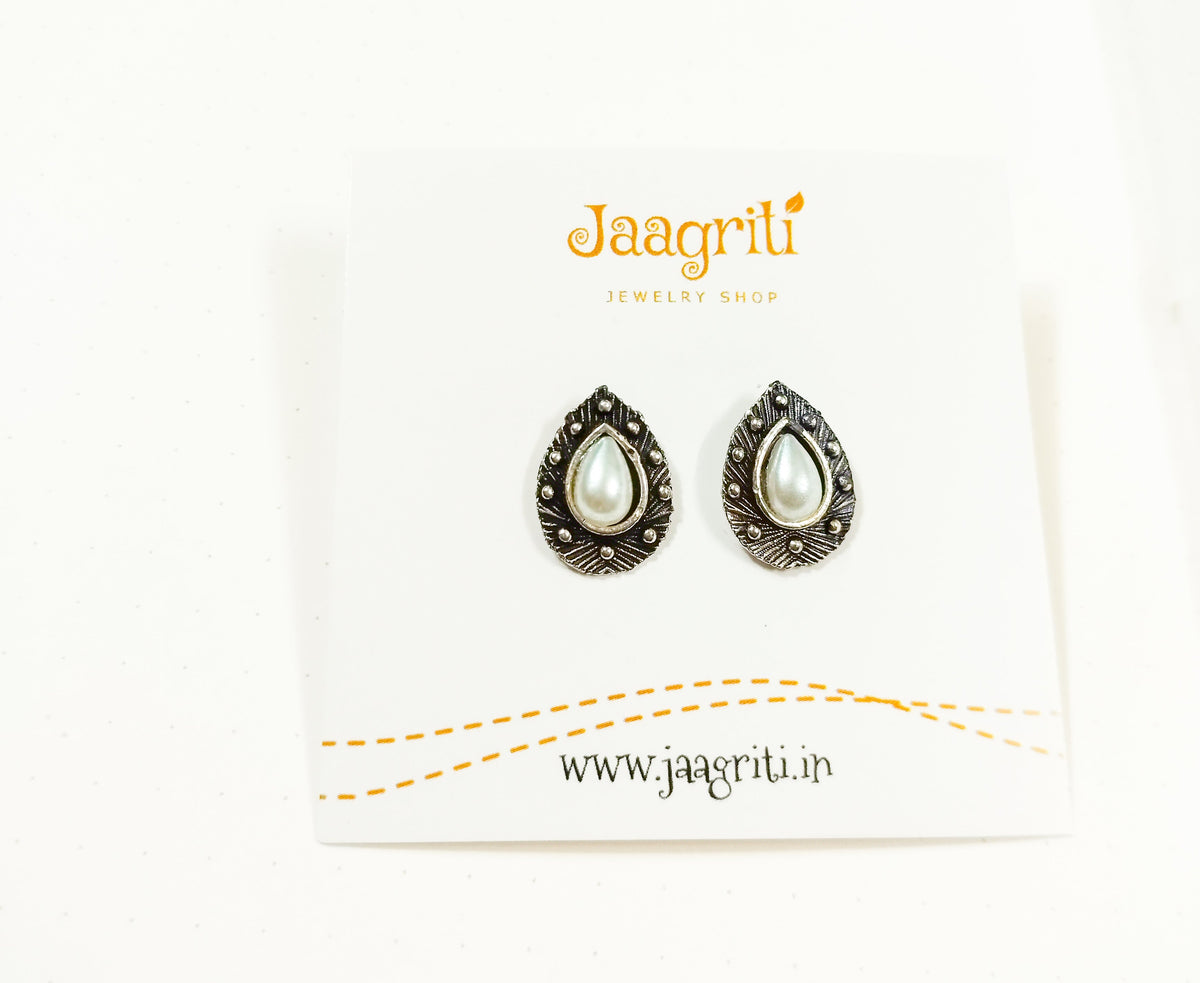 Oxidized Silver -Tone Stud Earrings