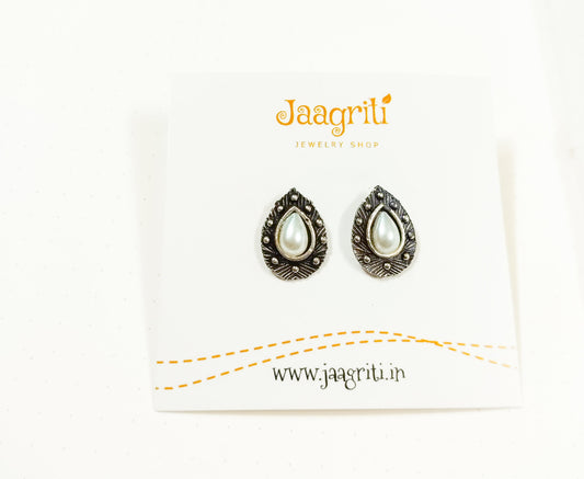 Oxidized Silver -Tone Stud Earrings