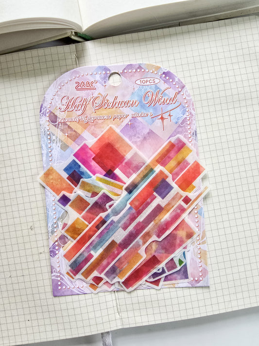 QXHM-602 | Half Srebren Wind
Beautiful Japanese Paper Stickers 10pcs | 110*70mm