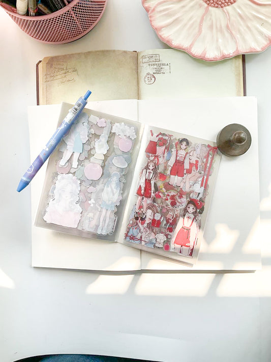 HYHS-403 FOREST ROSE FRUIT| Journal Character Pink Theme Pet Sticker Book| 150*100mm 20Pcs