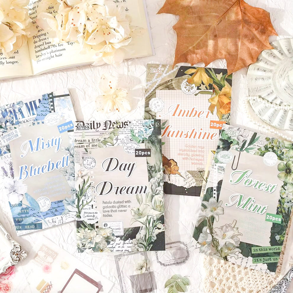 HJYS|G-6|  Deco And Pet Sticker Book |  Retro Floral Theme PET Washi Sticker Book | 20 Sheets 100*150 mm |