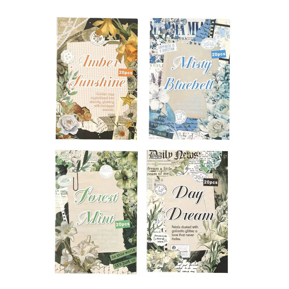 HJYS|G-6|  Deco And Pet Sticker Book |  Retro Floral Theme PET Washi Sticker Book | 20 Sheets 100*150 mm |