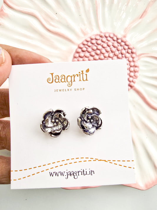 Oxidized Silver -Tone Stud Earrings