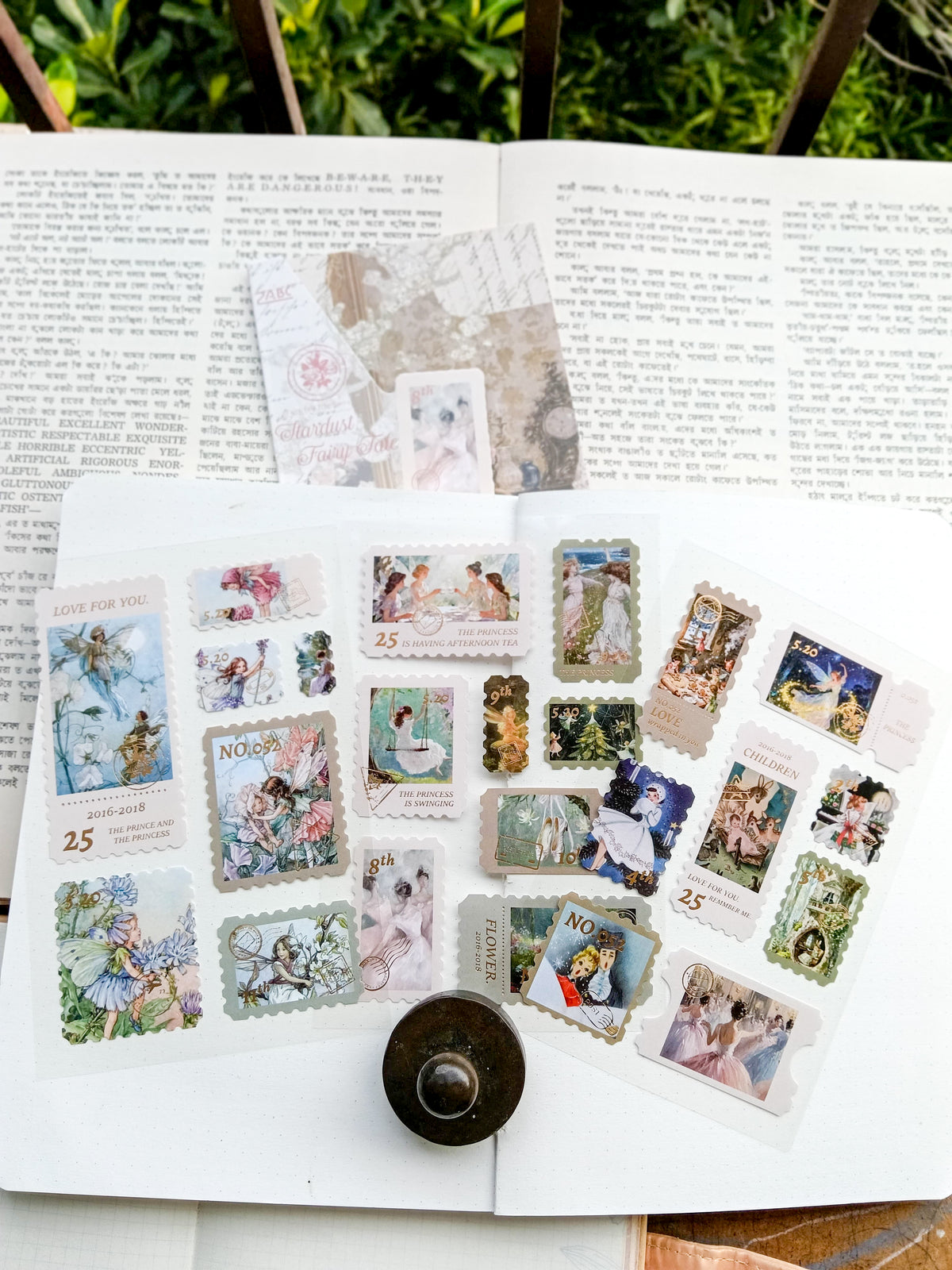 HJSGJ-603 |Stardust Fairy Tale Flower Letter Collection Time Stamp Sticker Album 3pcs |100* 150mm