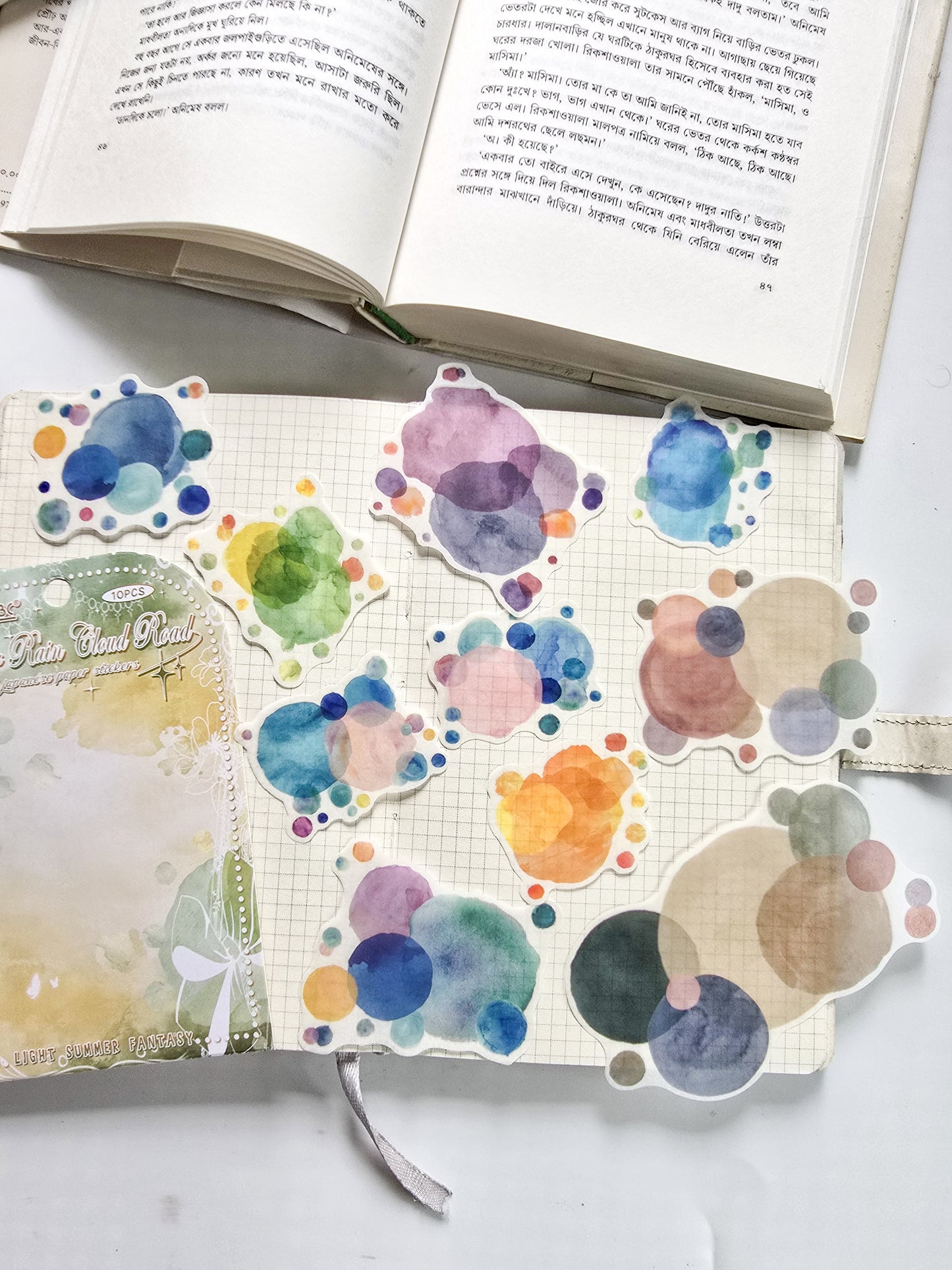 QXHM-604 | Flower Rain Cloud Road Beautiful Japanese Paper Stickers 10pcs | 110*70mm