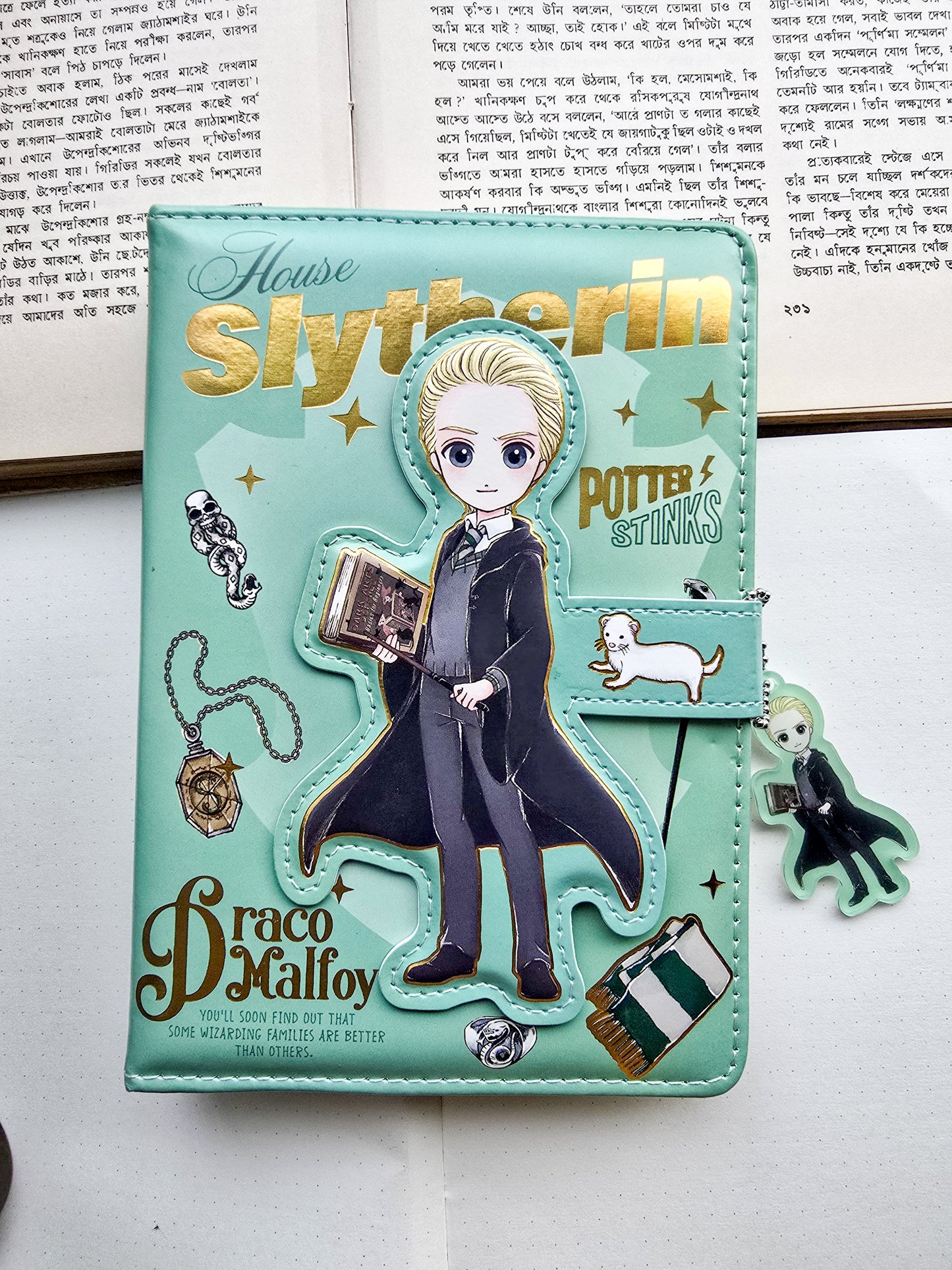 MG26610 | Harry Potter A5-Sized Notebook Featuring a Slytherin House Theme With Draco Malfoy Artwork.