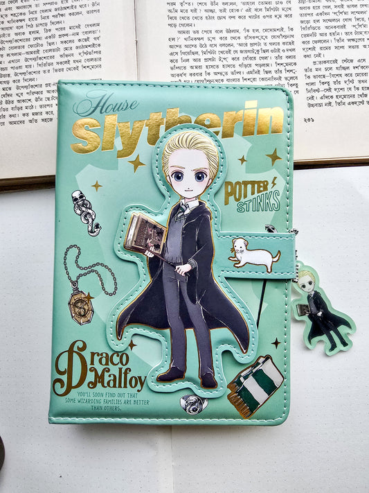 MG26610 | Harry Potter A5-Sized Notebook Featuring a Slytherin House Theme With Draco Malfoy Artwork.
