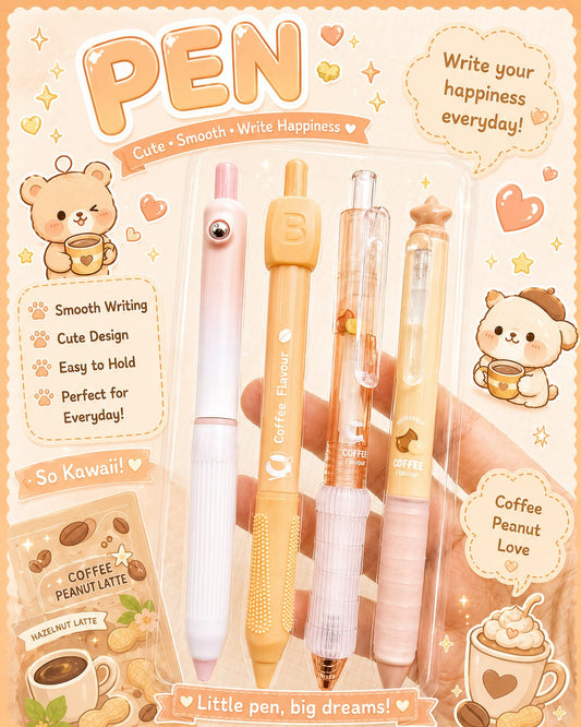 YX1195 | Hazelnut Latte Aesthetic scented  Gel Pen Set | 4pcs |