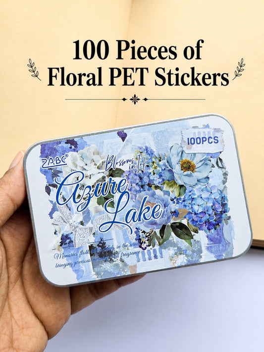 MYSH-403| Azure Lake Vintage Watercolor Flowers | PET | Stickers Box | 100Pcs | 40* 40mm