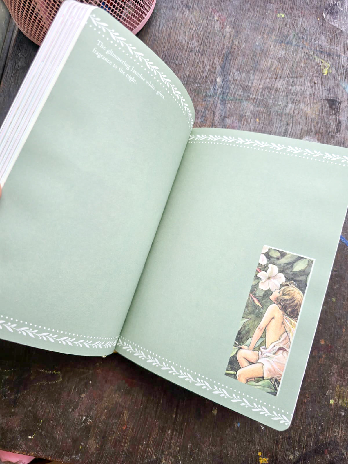 JZA5128-2557 |  Flower Fairies Notebook Features a Vibrant Illustration Titled The Sweet Pea Fairies By Cicely Mary Barker.