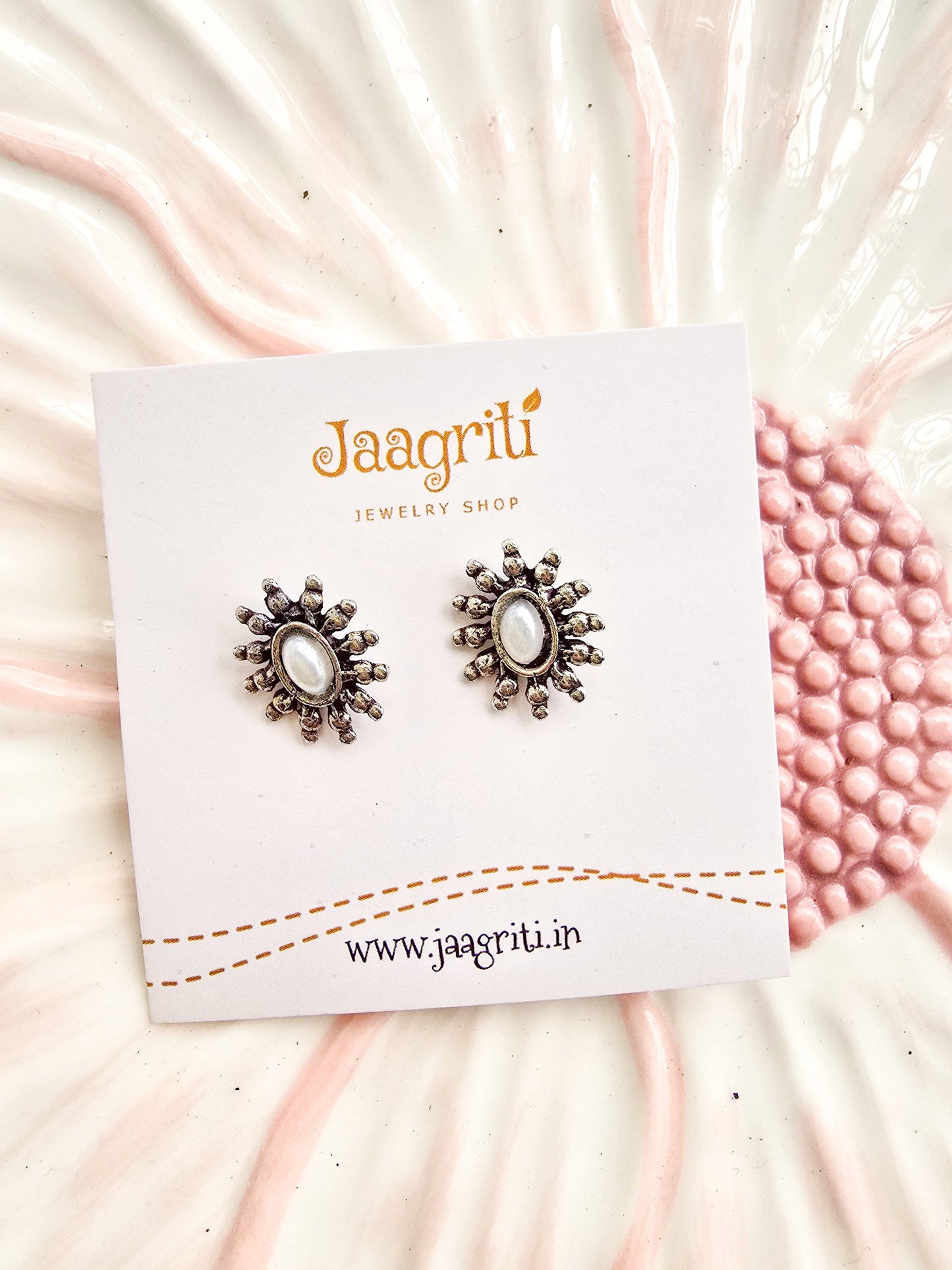 Oxidized Silver-Tone Stud Earrings