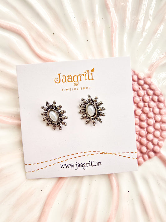Oxidized Silver-Tone Stud Earrings