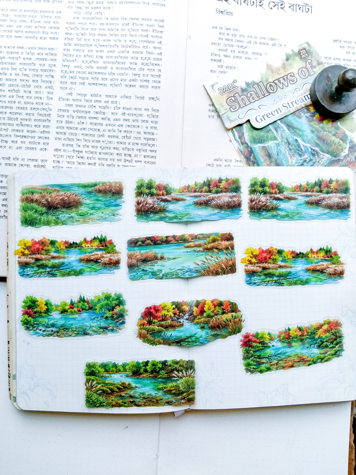 SYXQ-404 | Shallows Of Green Stream PET Sticker 20pcs | 70* 80mm