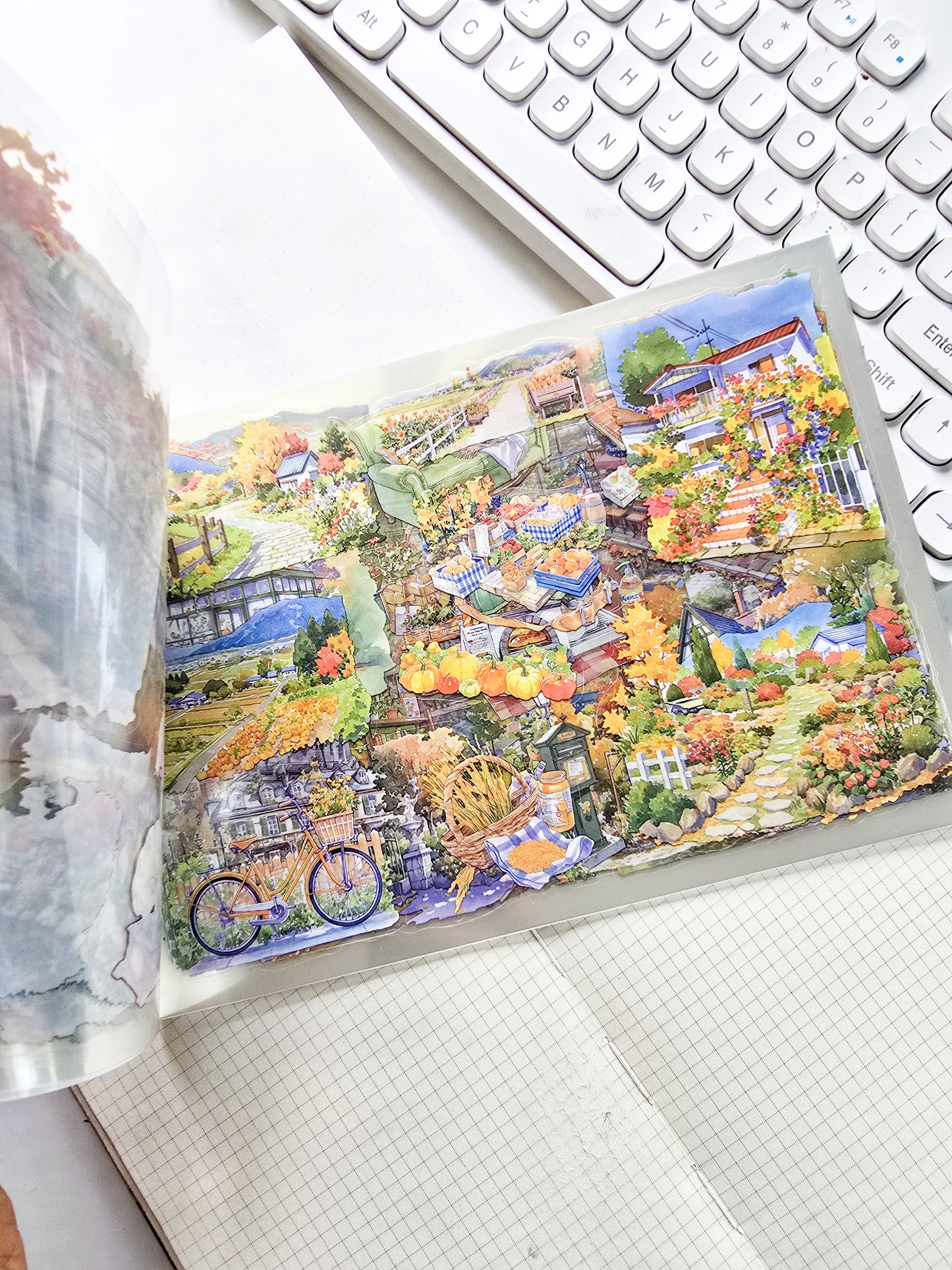 SSFW403 Scenery PET Sticker Book | Precut | 235x167mm | 20 Pages | Premium Quality | Autumn Almanac